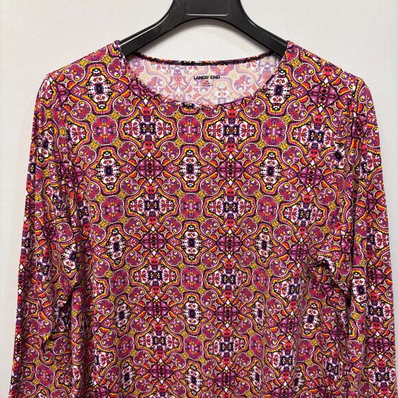 Lands' End Women Long Sleeve Rash-Guard Swim Shirt Top 2X Floral Nylon C025 -15 - Picture 10 of 16
